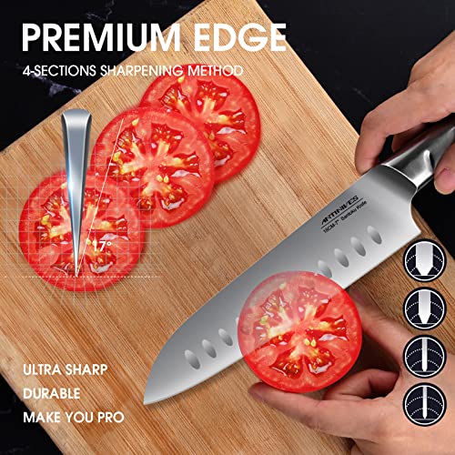 Knife Set, ANTINIVES Stainless Steel Knife Sets for Kitchen with Block, Professional Chef\'s Knives Perfect Cutlery Set Gift (11PCS)