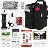 Everlit Emergency Survival Trauma Kit with Tourniquet 36" Splint, Military Combat Tactical IFAK for First Aid Response, Critical Wounds, Gun Shots, Blow Out, Severe Bleeding Control and More (Black)