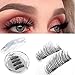 Magnetic Eyelashes - Dual Magnetic Eyelashes (1 Pair/4 Pcs) for Natural Look, Most Glamorous 3D Ultra Soft, Gule Free Handmade Reusable False Eyelashes Full Eye (Dual Magnetic Fake Eyelashes 01)