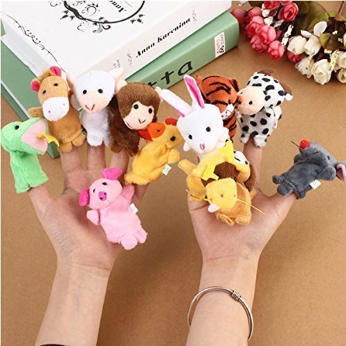 12x Family Finger Puppets Cloth Doll Baby Educational Hand Toy