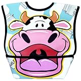 Dexbaby Big Mouth Cow Leak-Proof Dura Bib w/ Catch-All Pocket - Large | 6 months +