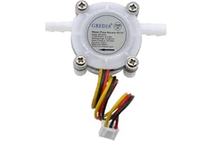 GREDIA 1/4" Water Flow Sensor Food-Grade Switch Hall Effect Flowmeter Fluid Meter Counter Connect Hosepipe 0.3-6L/min