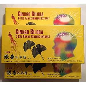 GinSen 10 Vials Ginkgo Biloba and Red Panax Ginseng Extract Oral Liquid, Natural Remedy