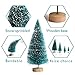 OurWarm 24pcs Mini Christmas Trees, Small Frosted Sisal Christmas Trees, Bottle Brush Trees for Christmas Table Top Decor Winter DIY Crafts Green, Gold and Ivory