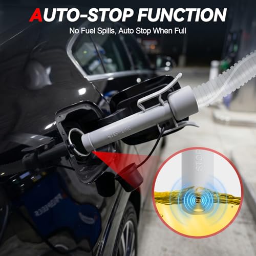 SYNJAUPO Electric Fuel Transfer Pump with Automatic Stop Sensor | 12V, 3.2GPM (12L/min), with 4 Adapters, 28 mm Pump Head, Powered by Batteries and USB, for Petrol, Diesel and Water