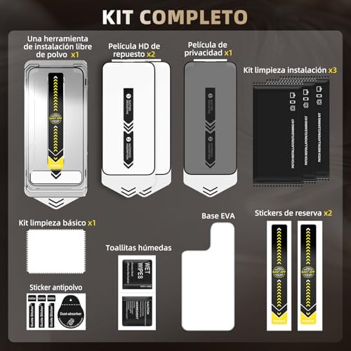 Película protectora de pantalla de vidrio 9h + de 3 piezas para iPhone, vidrio templado súper duro [resistente a la rotura de grado militar] con herramientas de instalación fáciles actualizadas (16pro max)
