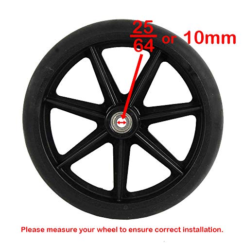 8 inch by 1 inch Black Replacement Wheel for Wheelchairs, Rollators, Walking Frames and More, 8" by 1" Solid Flat Free Black Caster. - Thumbnail 3