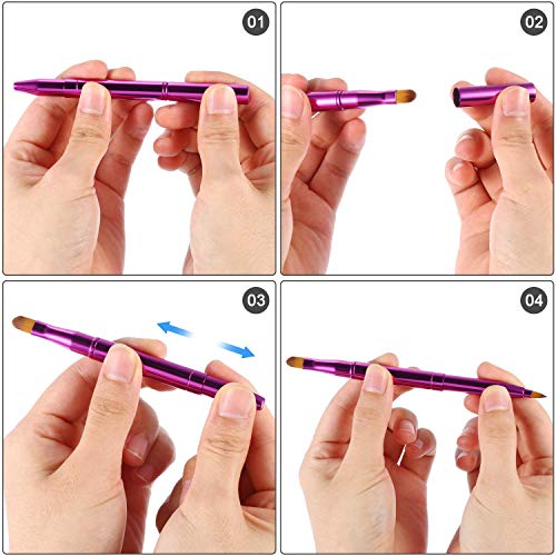 TOODOO Dual End Lip Brush Concealer Brushes 3 Pieces Retractable