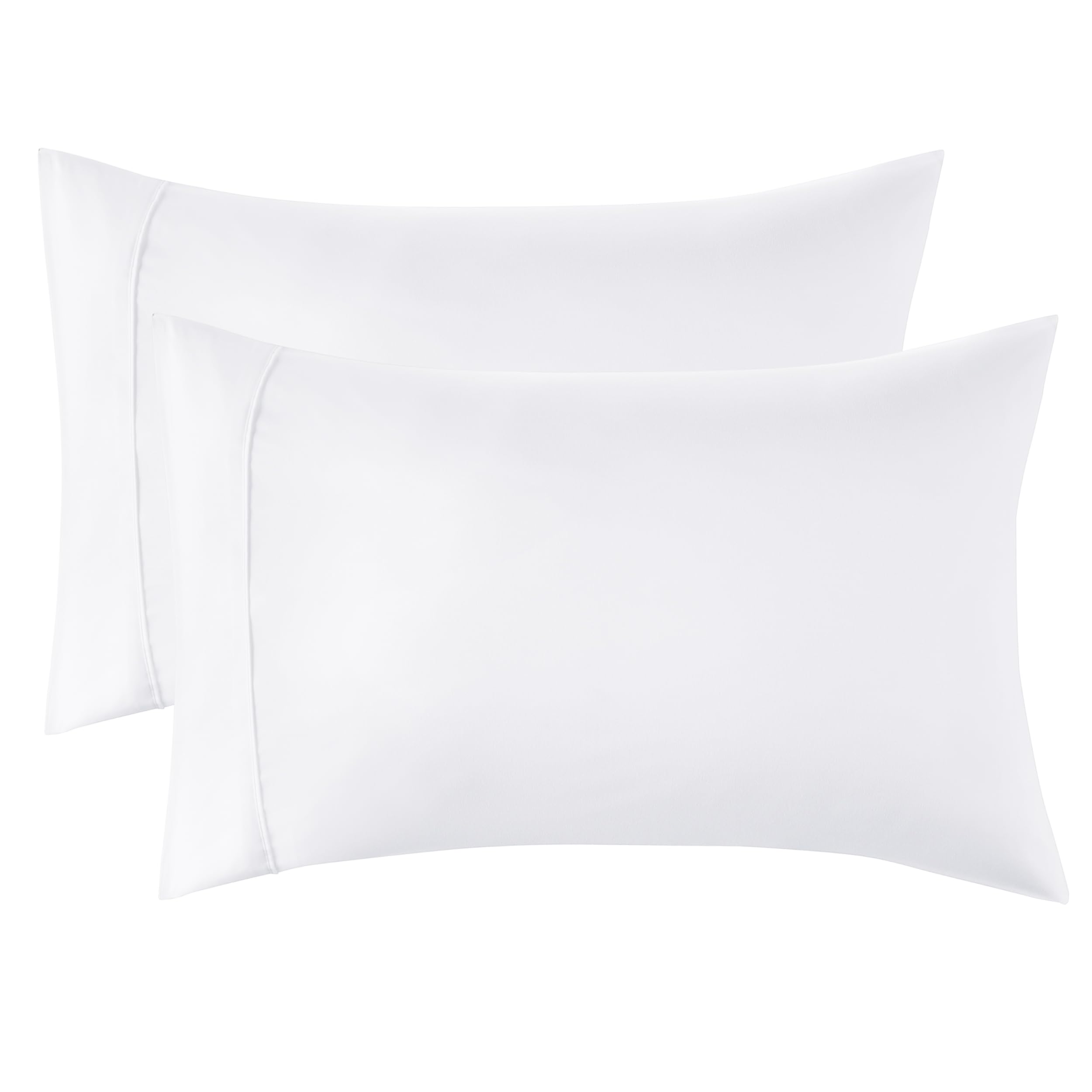 Bedsure Pillow Cases 2 Pack - Brushed Microfiber Pillowcases with Envelope Closure,50x75 cm Pillow Covers for Hair and Skin, Pillowcase Standard Size Set of 2, Gifts for Women, White