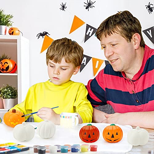LovesTown DIY Pumpkin Squishies, 6 PCS Halloween Squishes Pumpkins Paint Your Own Squishies Kids Halloween Crafts for Halloween Thanksgiving Party Favors