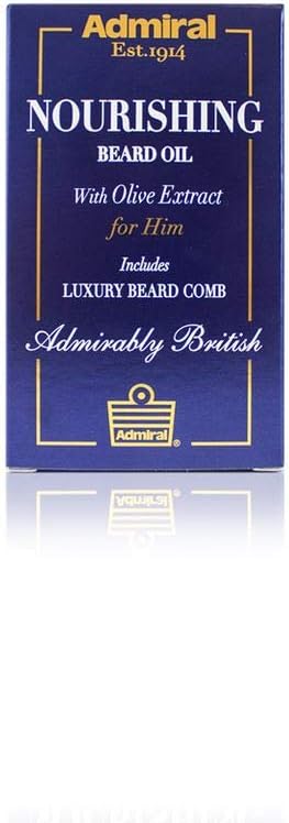 Admiral Male Grooming Nourishing Beard Oil with Olive Extract & Luxury Beard Comb, 1.0 Ounce