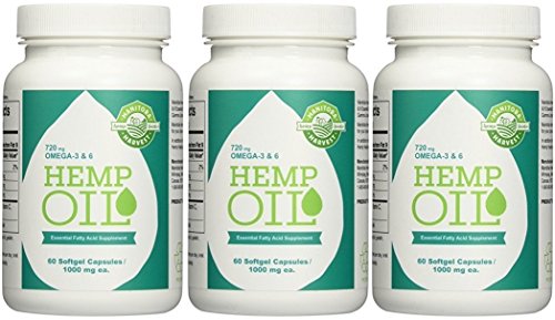 Manitoba Harvest Hemp Seed Oil Capsules 60 Capsules 1000mg ea. (Pack of 3)