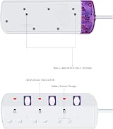 Tech Traders 3 Way Extension Lead 2M Cable Individual Switches White Power view 3
