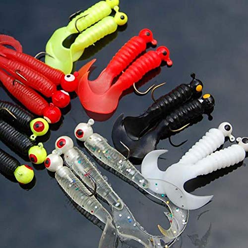 C/N 21 Stück Angelköder Jigköpfe Angeln Mini Soft Baits Lebensechte Köder mit Angelzubehör Box für Forelle Zander… – Bild 6