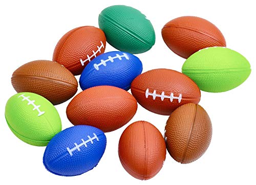 Foam Mini Footballs 3 1/2 Inches in Assorted Colors, Set of 12