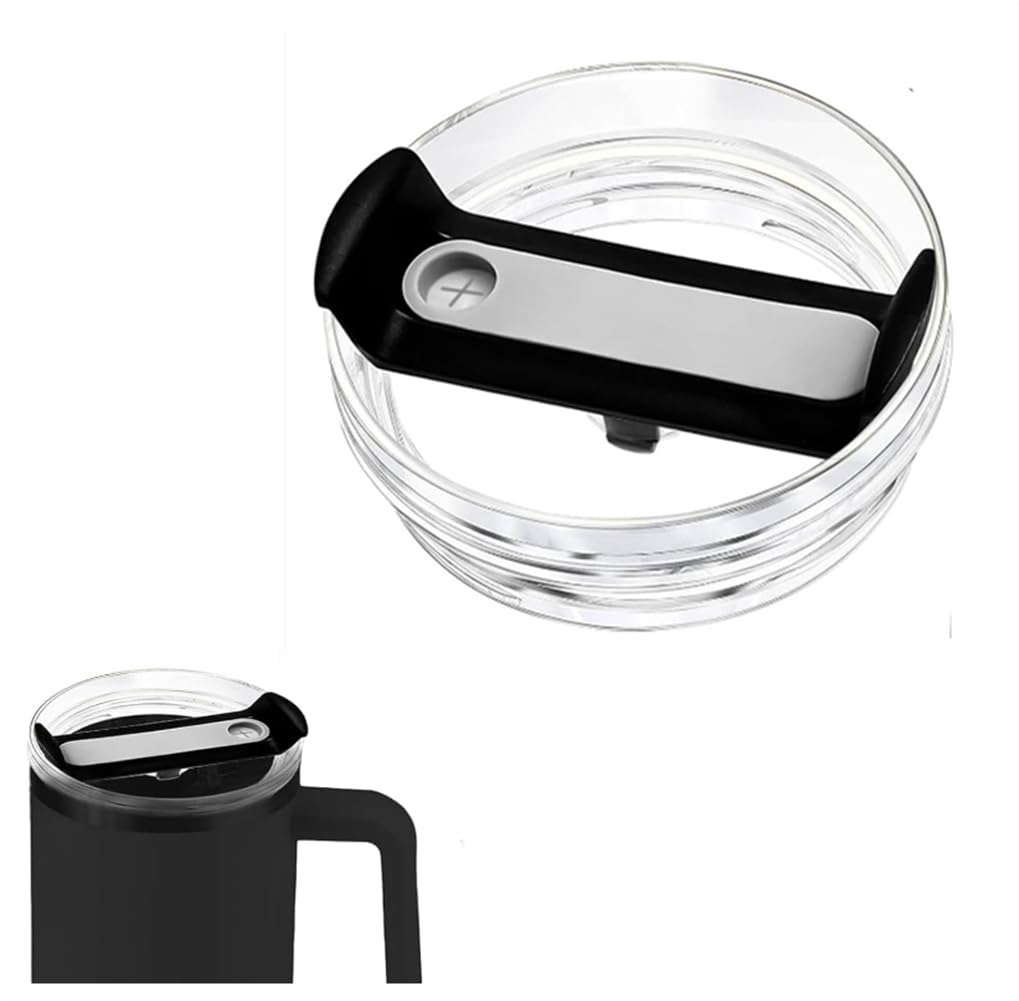 Photo 1 of 30 oz Tumbler Lid Replacement Fit for Stanley Cup,Clear Replacement Lids,30 oz Tumbler Covers for Stanley Cup Accessories,1 Pack (Black)