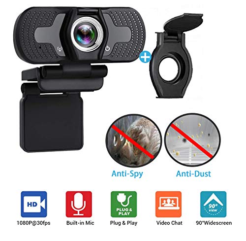 1080P Full HD Auto Light Correct Webcam with Built-in Noise Reduc Microphone & Privacy Cover, Desktop or Laptop Computer USB Webcam for Video Callin Conferencing Gaming Live Streaming Online Class