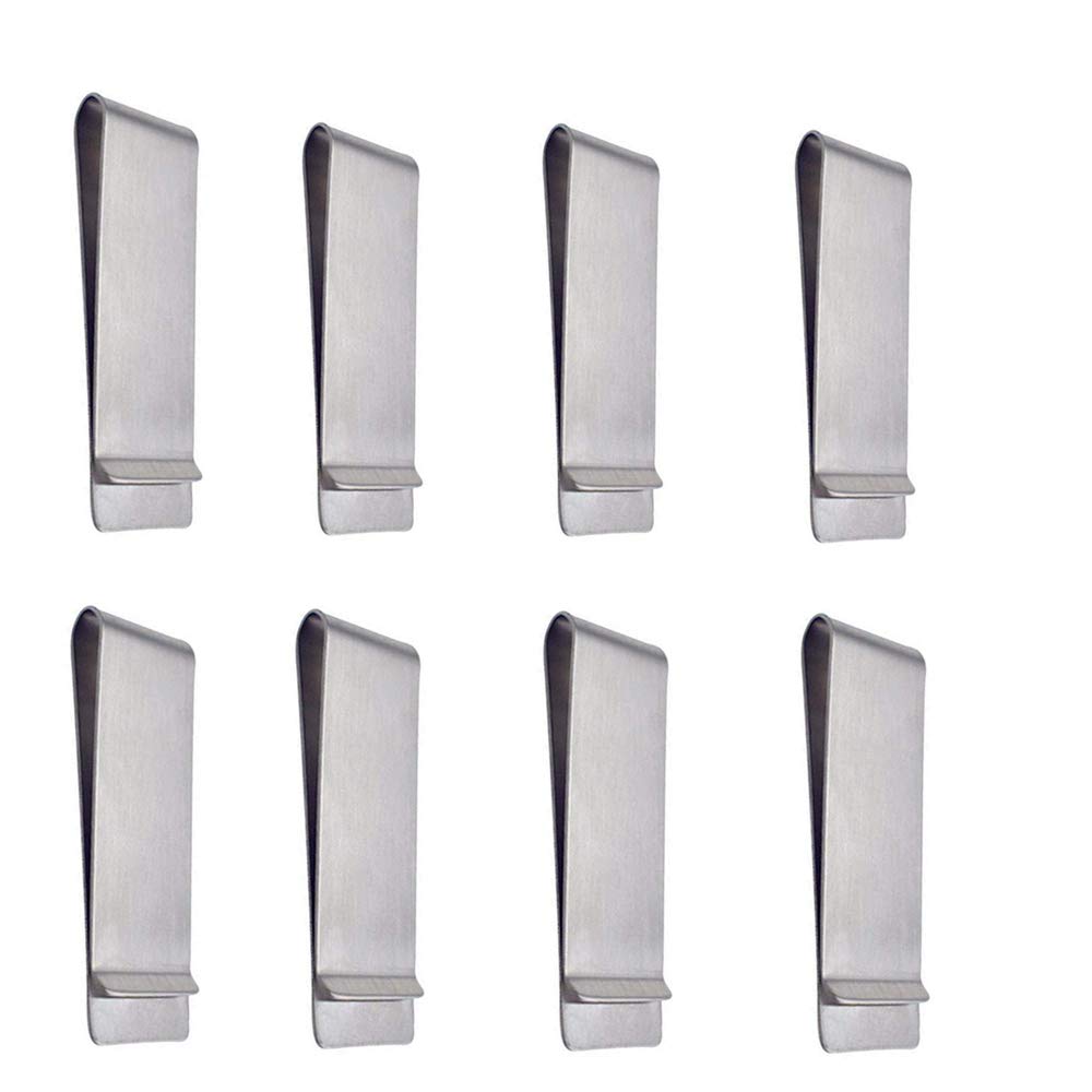 Classic Cash Clips, Qtopun Set of 8 Metal Credit Business Card Holder Money Paper Slim Clips for Women Men Office and Home-Silver — image 1