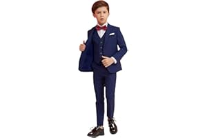 YAVAKOOR Boy Suits 5 Piece Slim Fit Suit for Kids Toddler Formal Set Wedding Ring Bearer Outfit