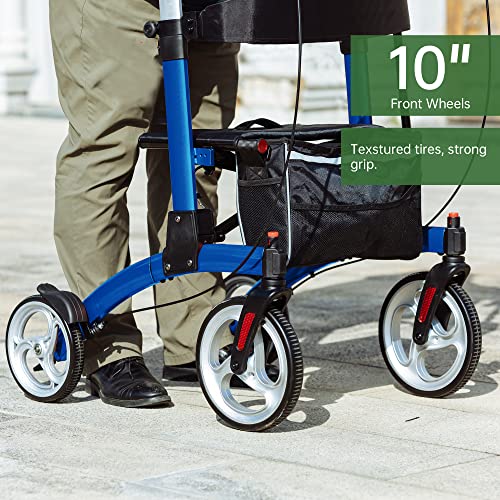 BEYOUR WALKER Upright Rollator Walker with Adjustable Backrest, 10