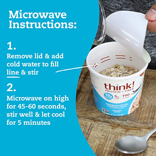 think! Instant Oatmeal Cups Protein & Fiber Vegan, Steel Cut Oats