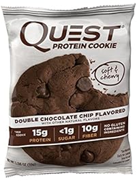 Quest Nutrition Protein Cookie, Double Chocolate Chip, 15g Protein, 5g Net Carbs, 240 Cals, 2.08oz Cookie, 12 Count, High Protein, Low Carb, Gluten Free, Soy Free