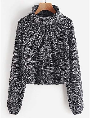 SIKESONG Autumn And Winter New Warm Tops Women'S Blended Turtleneck Pullover Pullover Long-Sleeved Solid Color Knit Top Gray