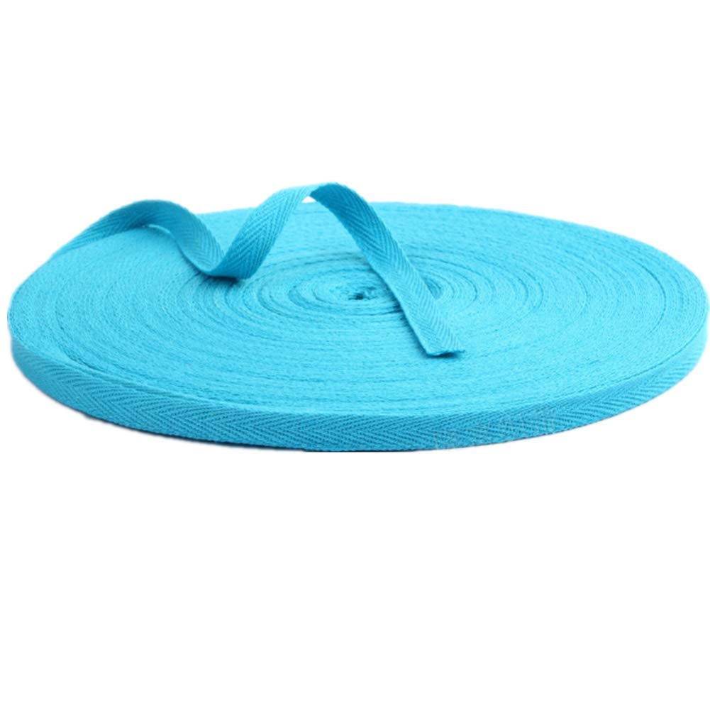 50 Meters Cotton Ribbon Herringbone Webbing Trim Fabric Tape Tapestry for Bias Binding Gift Wrapping Embellishment Craft Width 10mm (Aqua)