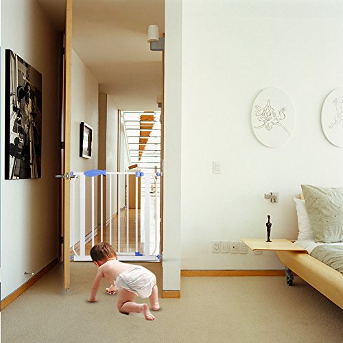 Safety Door Fence, Paymenow Metal Multifunction Children Security Baby Safety Door Gate use in Doorway Staircase Deco Extra Tall Walk for Pets and Toddlers Shipping from Local America - Thumbnail 3
