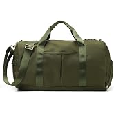 ZUEVI Sports Gym Duffel Bag for Women Waterproof Weekender Travel Bag with Shoes Compartment Dry and Wet Separation for Training Swim Yoga(Army Green)