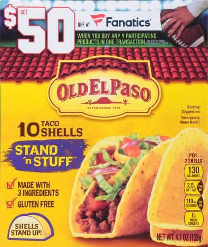 OLD EL PASO STAND ‘N STUFF TACO SHELLS, GLUTEN FREE, MEAL PREP, 10 CT, 4.7 OZ
