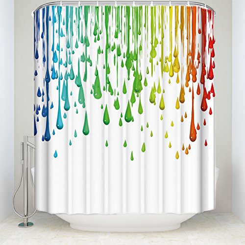 Anzona Multicolor Water Drop Print Waterproof Fabric Bathroom