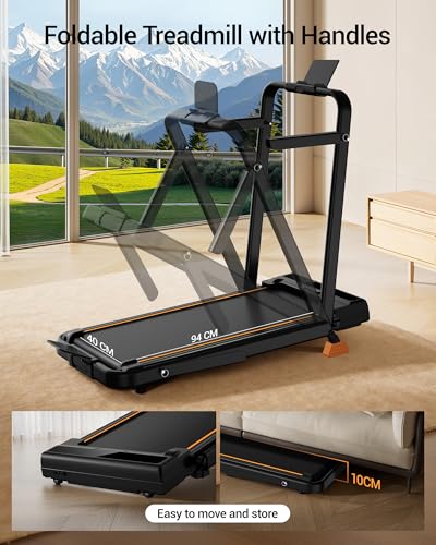 Folding Treadmill with 16% Incline, 3 in 1 Foldable Treadmill, Under Desk Walking Pad for Home Office, 10KM/H, 2.5HP Quiet Motor Portable Running Machine with Remote & LED Display, 136KG Capacity