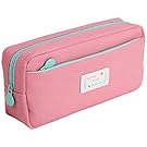 DoDoMall Big Capacity Canvas Pencil Case Pen Bag Pouch Stationary Case (Pink)
