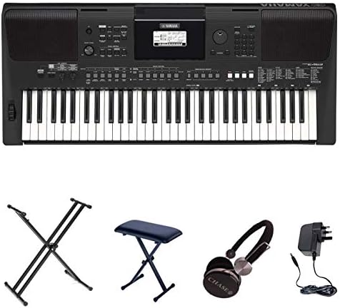 Yamaha PSR-E463 Keyboard Bundle With Double X Stand, Bench & Headphones