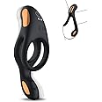 Vibrating Cock Ring with Clitoral Vibrator,10 Vibration Modes Penis Ring for Men, Medical Silicone Waterproof Sex Toys for Adult Couples Black