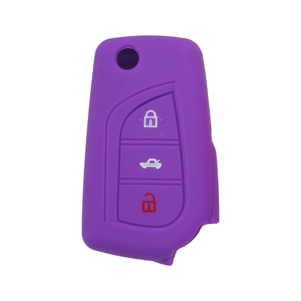 BROVACS Silicone Cover Protector Case Holder Skin Jacket Compatible with TOYOTA 3 Button Flip Remote Key Fob CV9408 Purple