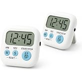 2 Pack Digital Kitchen Timer for Cooking with Loud Alarm, Magnetic Countdown Timer, Large Display Big Digits Easy to Read, Count Up Stopwatch Timer for Baking Oven Kitchen Kids Classroom