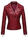 Tanming Women's Faux Leather Collar Moto Biker Short Coat Jacket (Large, W-Red6)