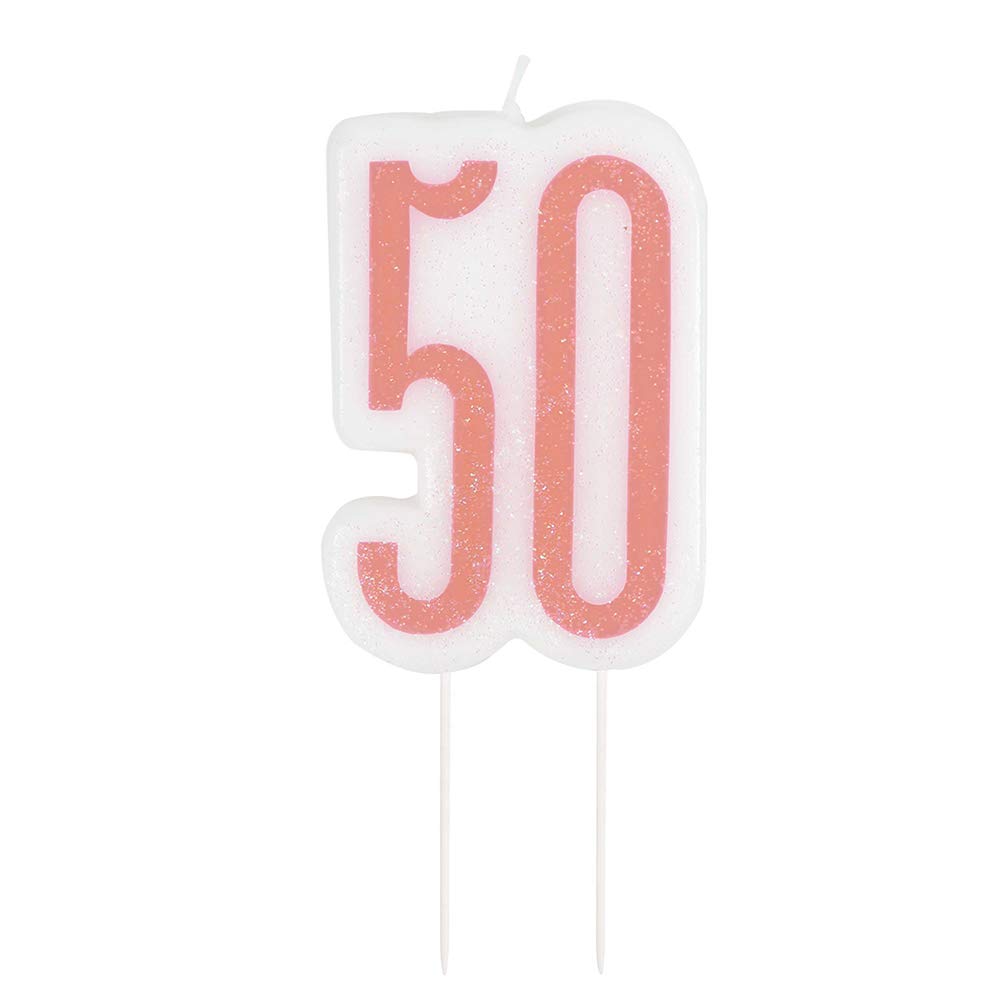 Unique 84986 Number Birthday Candle | Rosegold | 1 Pc, Rose Gold, Age 50