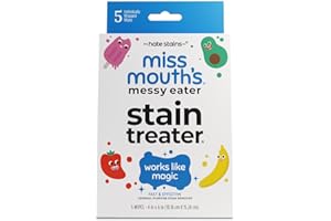 Miss Mouth's Messy Eater Stain Treater Wipes - 5 Pack Stain Remover - Newborn & Baby Essentials - No Dry Cleaning Food, Grease, Coffee Off Laundry, Underwear, Fabric