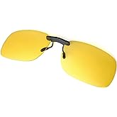 BLUE CUT Clip on Polarized Night Vision, Driving Sunglasses UV 400 Blocker To Wear Over Prescription Glasses
