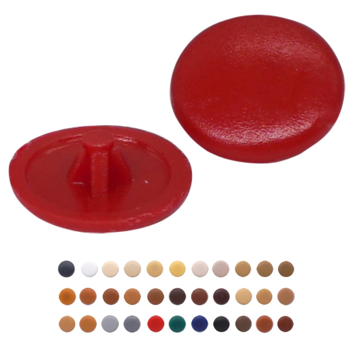 (Pack of 50 pcs) Pozi Screw Cover Caps 12 mm Diameter, Pozidriv Head Clip On Plastic Covers, Furniture Decorative Cap (50, Red S26)