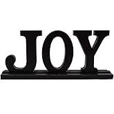 Wood Joy Sign for Home Decor, Wooden Joy Block Letters Rustic Tabletop Words Decor (Black Joy Sign)
