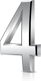 Vicloon 3D Door Numbers 3 Inches Self Adhesive Waterproof Silver (4)