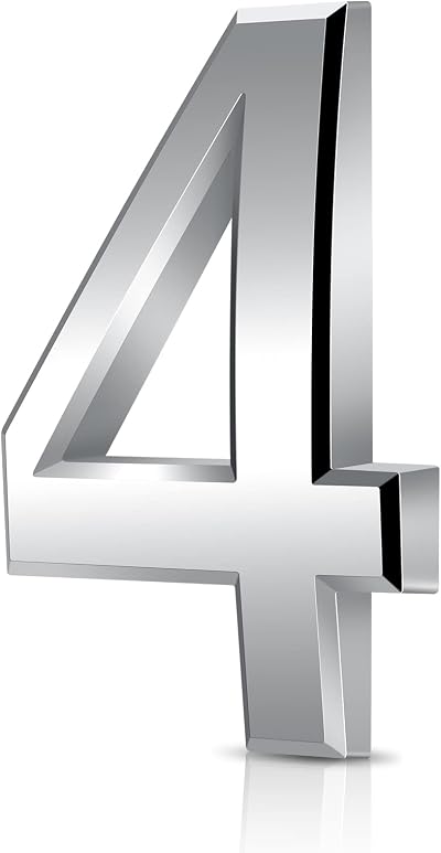 Vicloon 3D Door Numbers 3 Inches Self Adhesive Waterproof Silver (4)