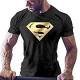 Men's Superman T-Shirts Bodybuilding Muscle Training Short Sleeve