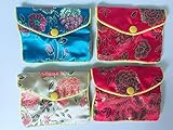 Alsomtec Chinese Traditional Brocade Pouch,coin Purses,embroidery Pouch,jewelry Bag,candy Bag,with Button(set of 4,shipped By Random)