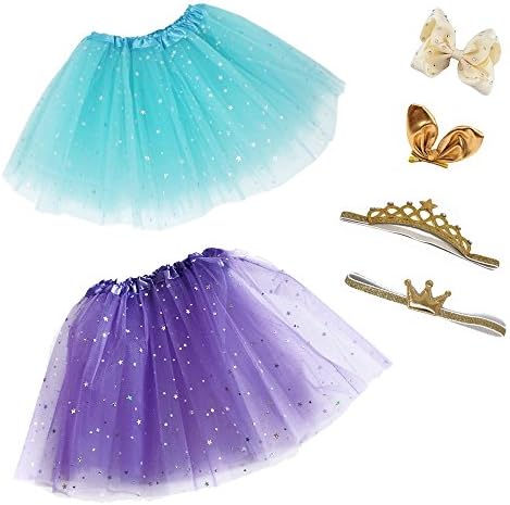 Koori Collection 6 Pcs Girl Dress Up 3 Layers Tutus & accessories Set For 2-5 Years Old by (Blue & Lilac)