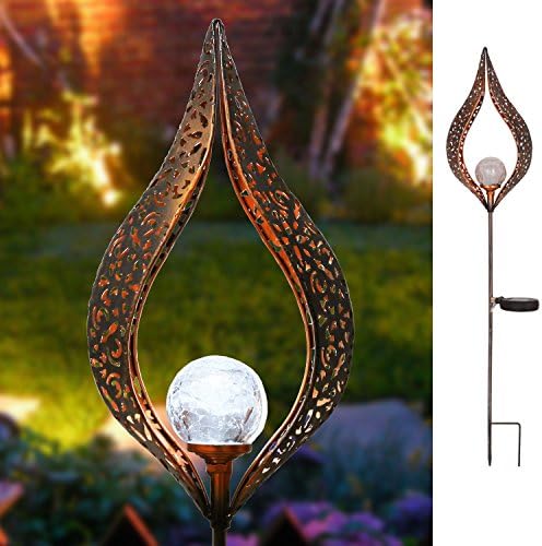 Garden Solar Lights Outdoor,Homeimpro Heart Crackle Glass Globe Stake Lights,Waterproof LED Lights for Garden,Lawn,Patio or Courtyard